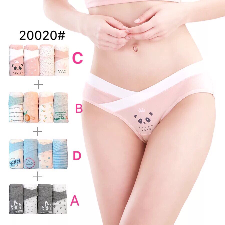 Combo 4 quần lót bầu cạp chéo cotton xịn giao ngẫu nhiên-đặc biệt phần đáy màu trắng