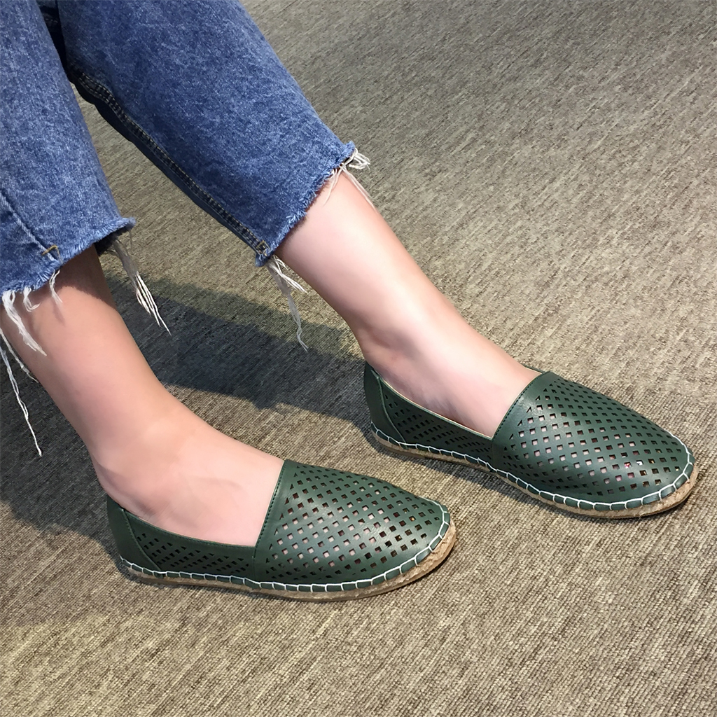 Giày Slip On nữ Thái Lan màu xanh Olive đẹp tuyệt vời tôn dáng chị em, chất đẹp, mềm êm ngay lần sử dụng đầu tiên