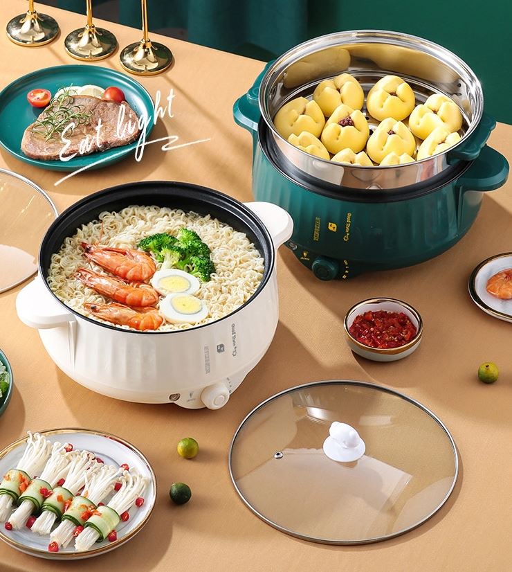 [Tặng Xửng Hấp Inox] Nồi lẩu điện đa năng 28cm, chống dính vân đá cao cấp công suất 1000W tiện dụng 3 nấc nhiệt D Danido
