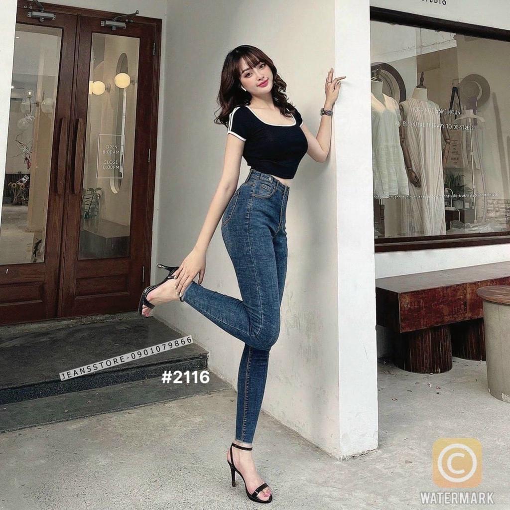 Quần jean nữ size đại lưng cao form ôm siêu co giãn hàng VNXK