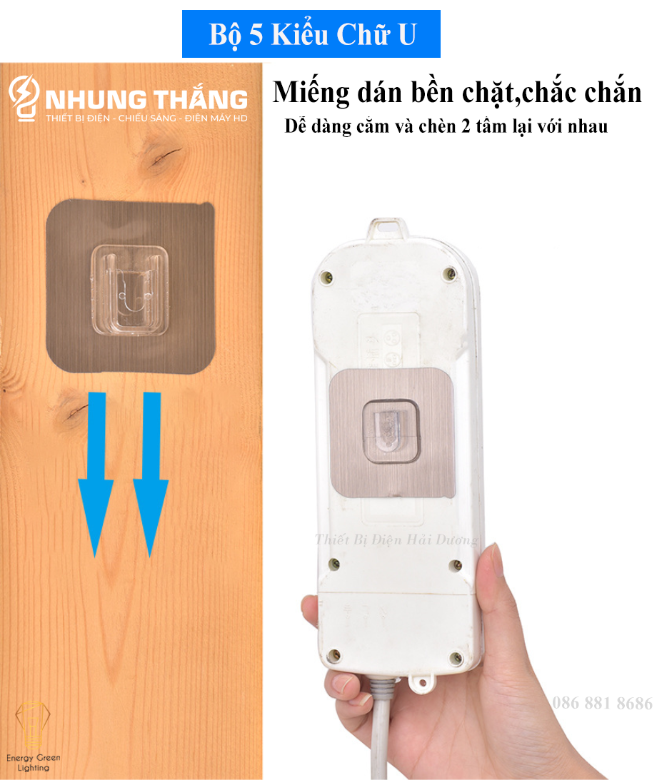 Combo Miếng Dán Tường - Treo Ổ Cắm Điện -  Modem Wifi - Giá Đỡ Treo Tường Cố Định Ổ Cắm Điện