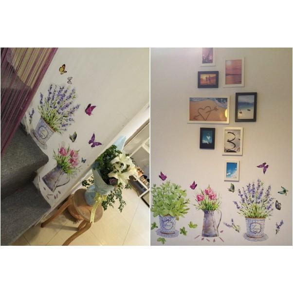 Decal trang trí tường 3 Chậu Hoa lớn Vintage