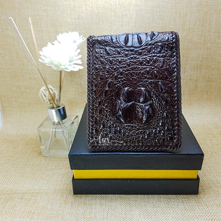 Ví Nam Da cá sấu LuxLeather LM1013 Một mặt - Kiểu ngang - Da Gù nguyên con
