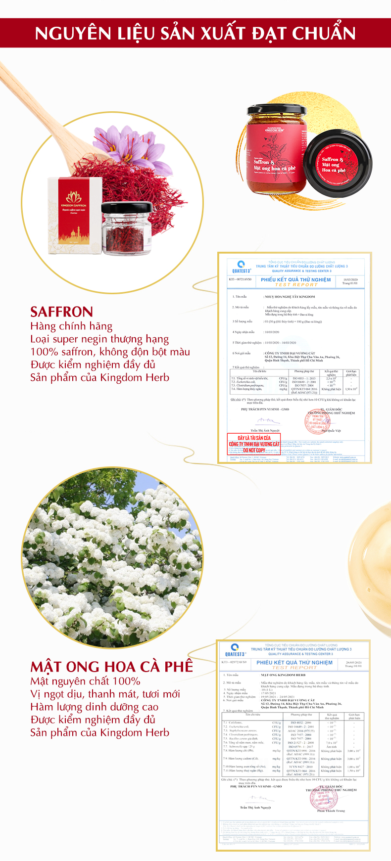 Saffron mật ong Kingdom Herb chính hãng thượng hạng nguyên chất 100% hộp 311g (tặng que lấy mật và bình thuỷ tinh)