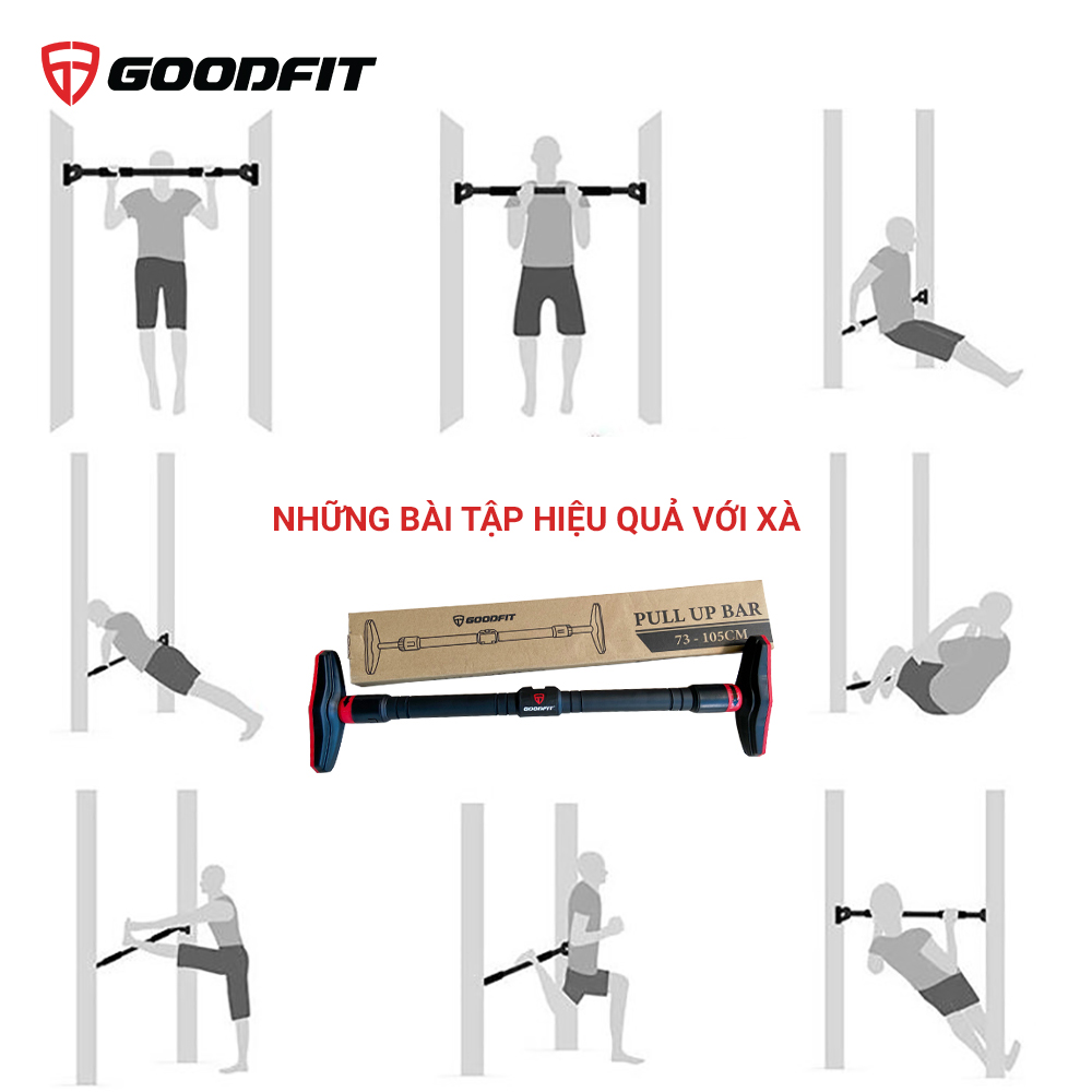 Thanh xà đơn gắn cửa, xà đơn treo tường GoodFit chịu lực 200kg, chốt khóa an toàn chông trượt tập luyện tại nhà GF201PU