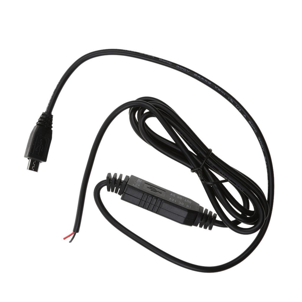 2 Pieces DC12V to 5V Micro USB Wire Cable Car Charger for Camera Recorder DVR 1Meter
