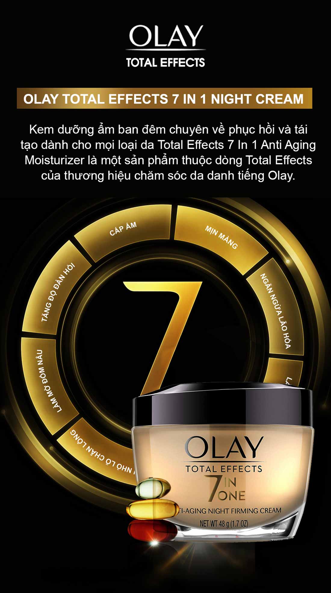 Kem dưỡng Olay chống lão hóa Olay Total Effects Anti-Aging Night Firming Cream 48g