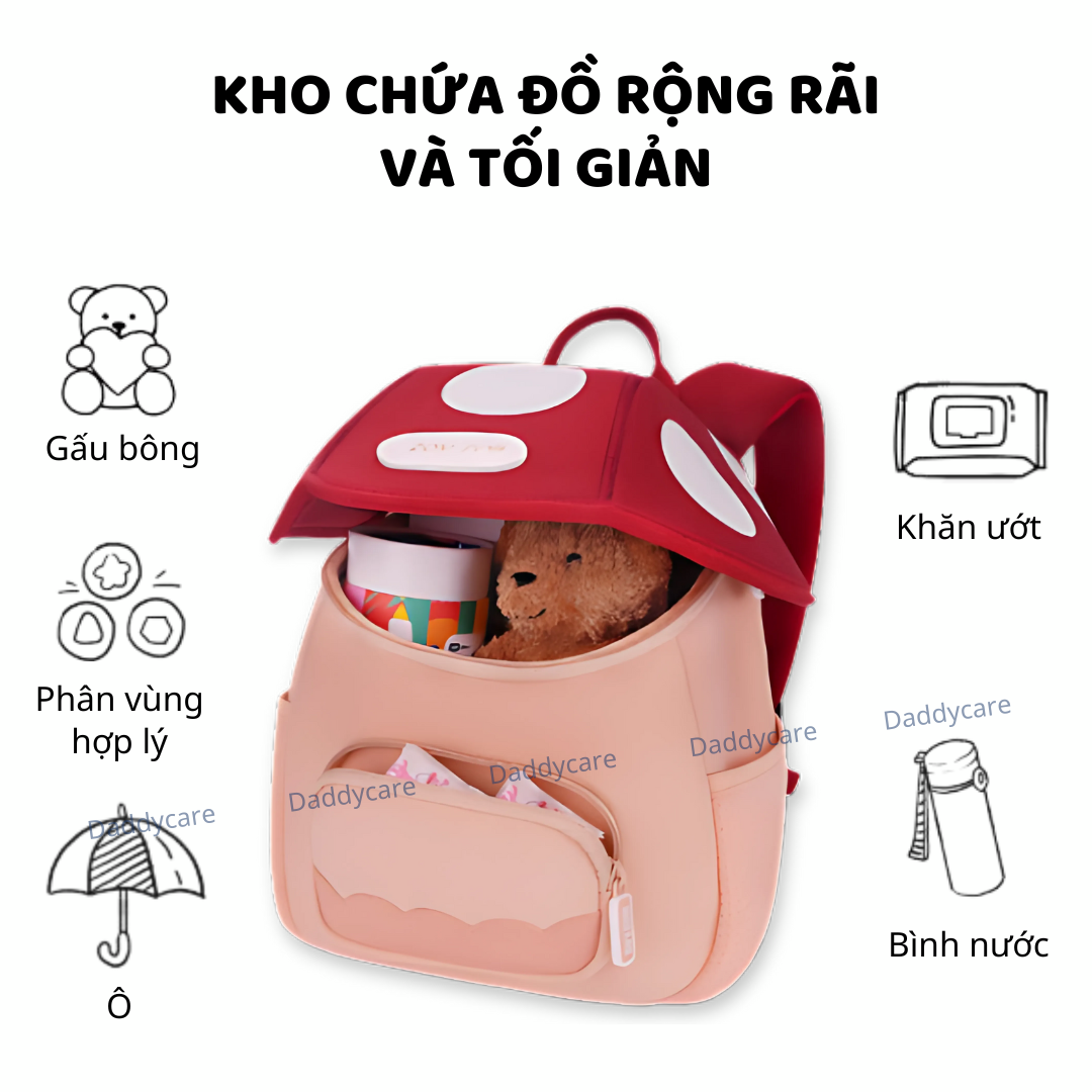 Balo cho bé mầm non Zoyzoii hình cây nấm B50,B80 Mushroom Backpack Series, cặp sách cho bé mẫu giáo