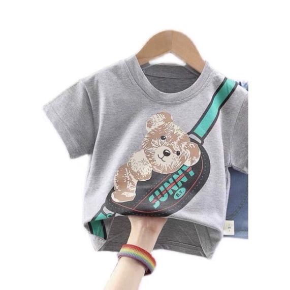 Áo Thun Ngắn Tay In Hình Con Gấu Bé Trai & Bé Gái Từ 8-22KG - ZIN KID SHOP