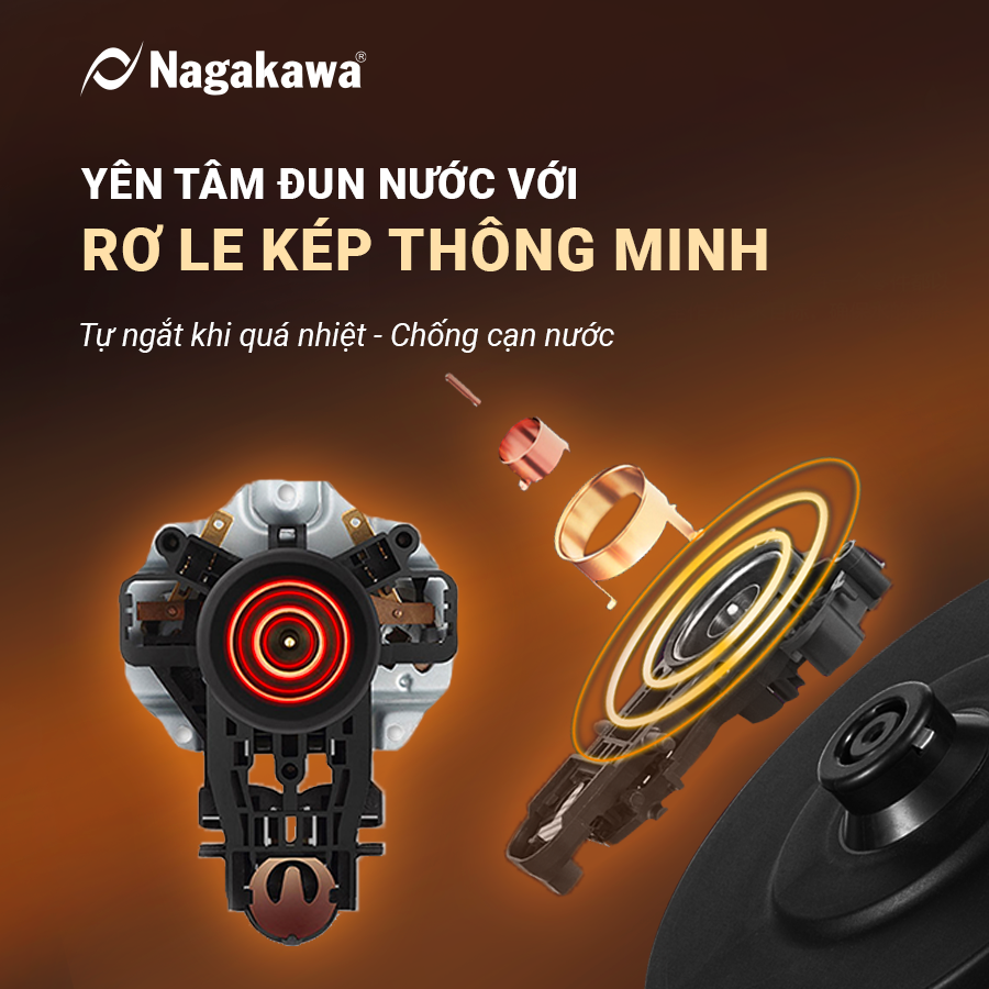 Ấm siêu tốc 2 lớp inox 304 Nagakawa NAG0319 - Hàng chính hãng