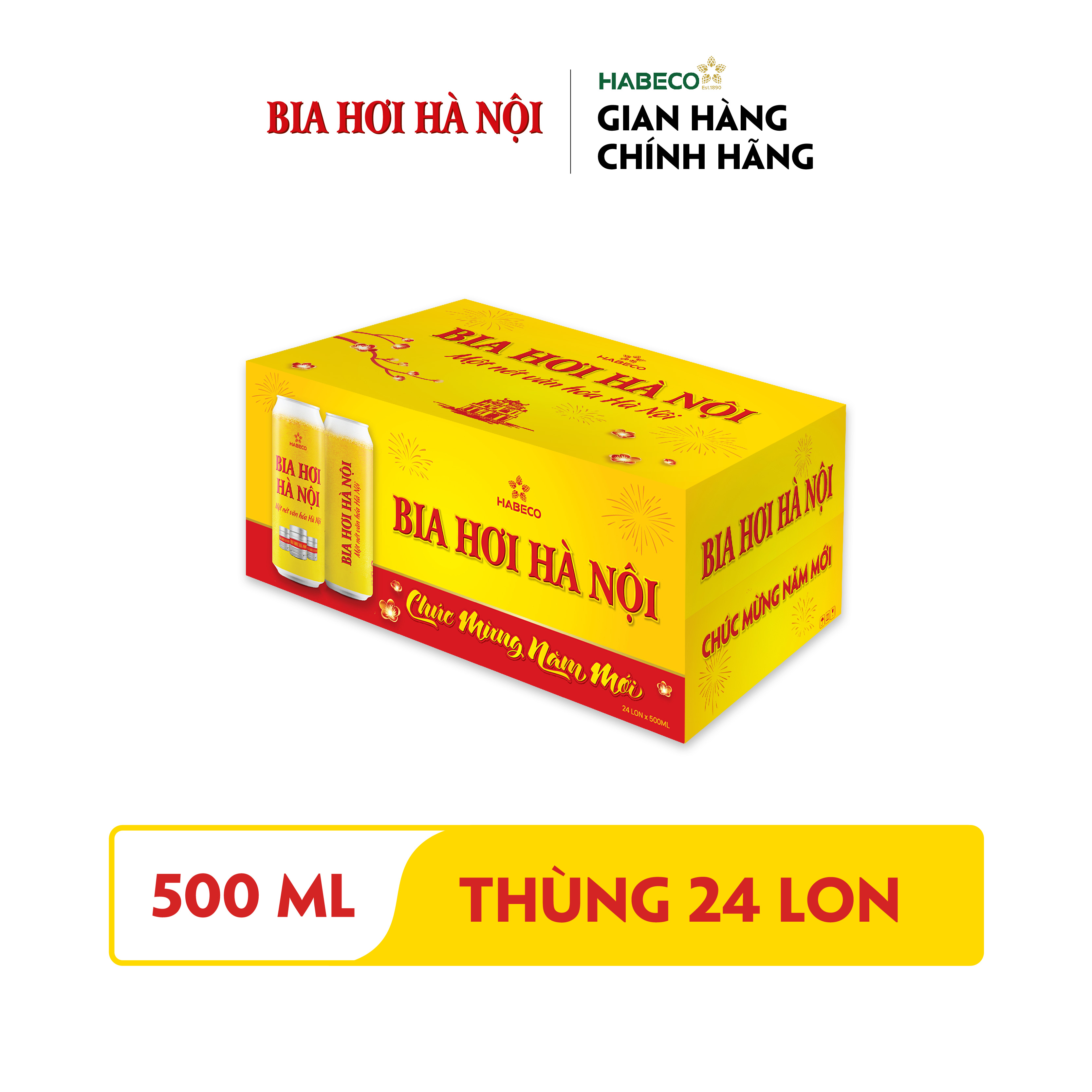Combo 2 Thùng Bia Hơi Hà Nội - Thùng 24 lon 500ml - Phiên bản Tết