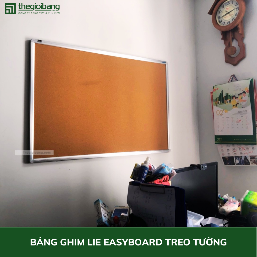 Bảng Ghim Lie (Gỗ Bần) Khung Nhôm Easyboard - KT 60x80cm, 60x100cm, 80x120cm - Bảng Ghim Gỗ Bần Tân Hà - Tặng Phụ Kiện