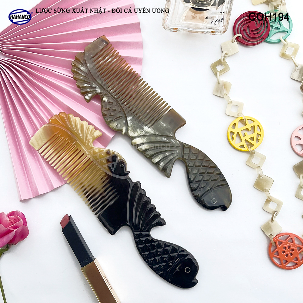 Lược Sừng Vân Nưa Đôi Cá Uyên Ương thể hiện tình yêu vĩnh cửu - Mẫu Cao Cấp Siêu Đẹp - COH194