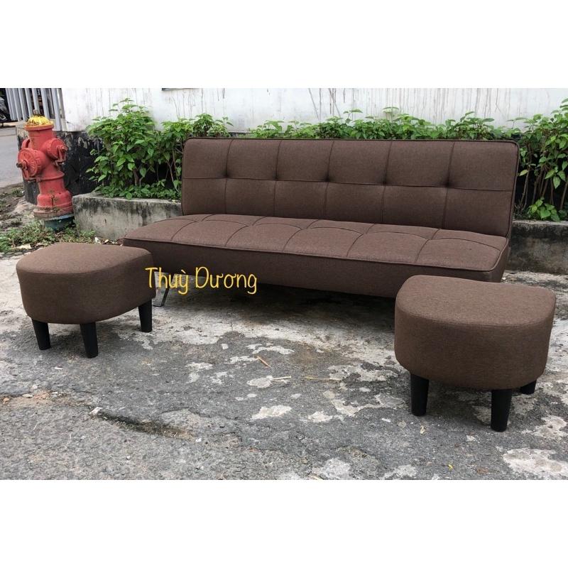 Bộ ghế đôn sofa Phòng Khách nhỏ - Combo 2 ghế đôn sofa Bed màu nâu vải bố