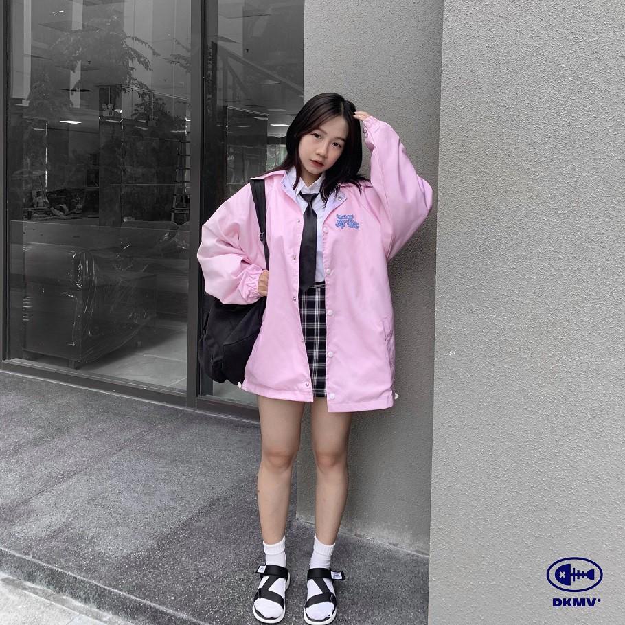 Áo khoác dù in hình màu hồng form rộng | DKMV Pink Surfing Jacket