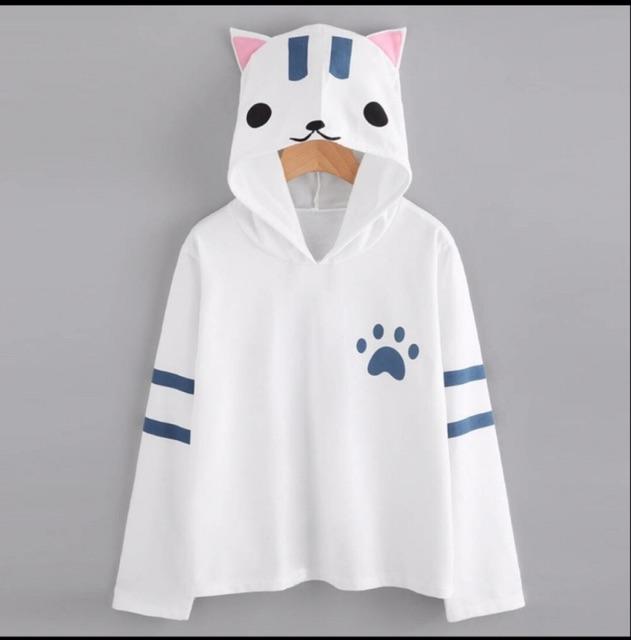 Áo hoodie nữ in hình mèo đáng yêu