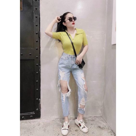 Áo len tăm polo 2 khoá nhiều màu