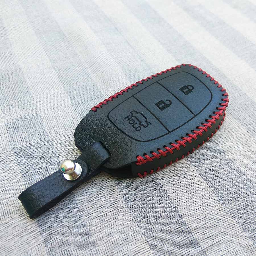 Bao da 3 nút chìa khóa smartkey xe hơi Hyundai