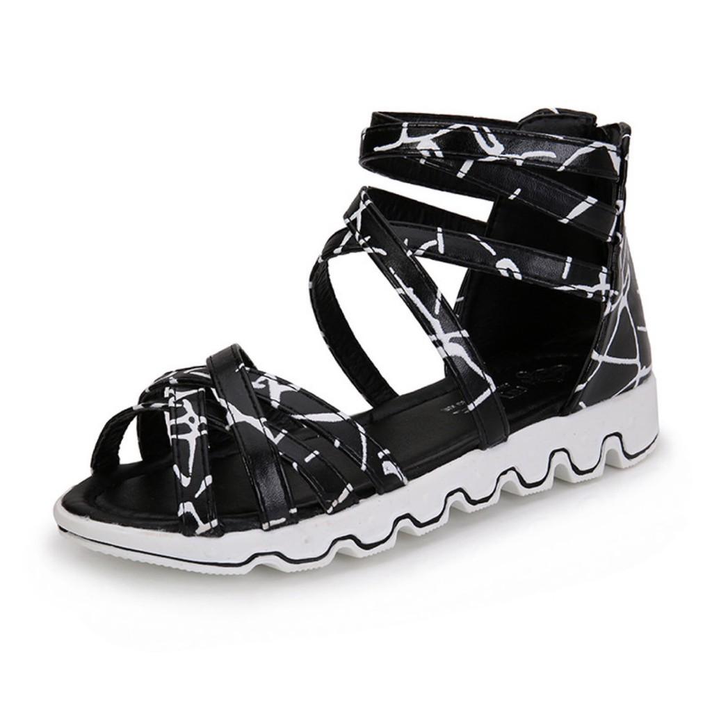 Giày Sandal chiến binh bé gái cao cổ phong cách Hàn Quốc chất da PU siêu mềm êm chân !