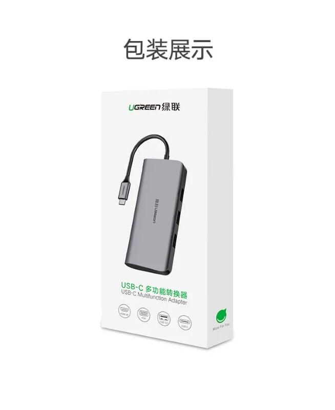 Ugreen UG50319CM163TK Bộ chuyển đổi TYPE C sang 3 USB 3.0 + HDMI + VGA + hỗ trợ nguồn TYPE C - HÀNG CHÍNH HÃNG