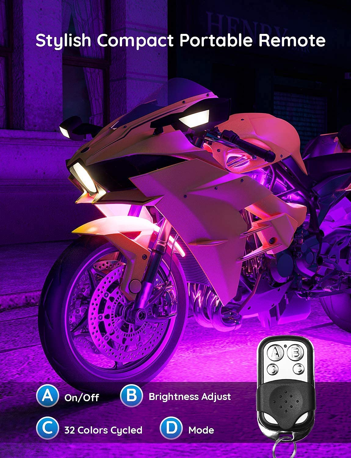 Govee 12 Pcs RGB Motorcycle LED Light Kits H6194 | Kháng nước, cảm biến nhạc, tùy chỉnh màu thông minh | Hàng chính hãng