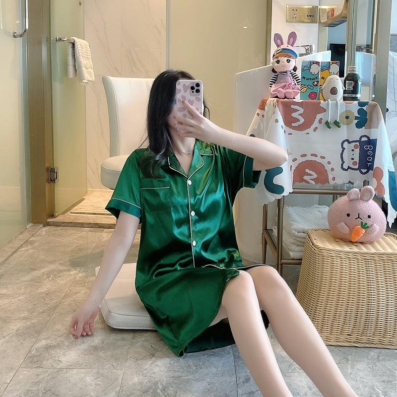 Đầm ngủ 2 dây lụa chất đẹp đồ ngủ đẹp váy ngủ phòng the gợi cảm QN001