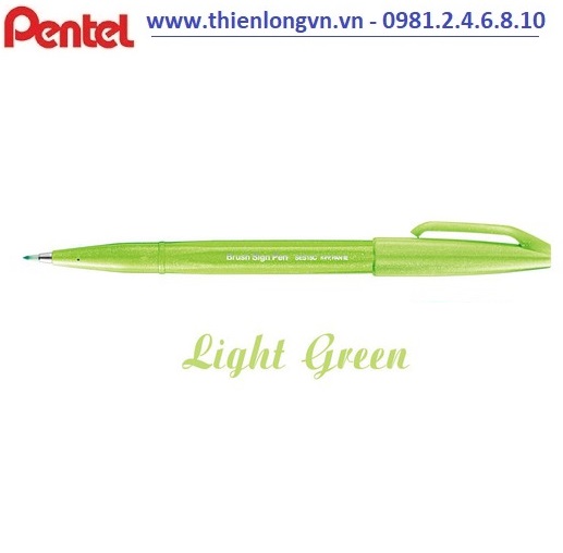 Bút lông viết thư pháp hiện đại Pentel SES15C-KX xanh lá nhạt; Calligraphy Fude Touch Sign - Light green