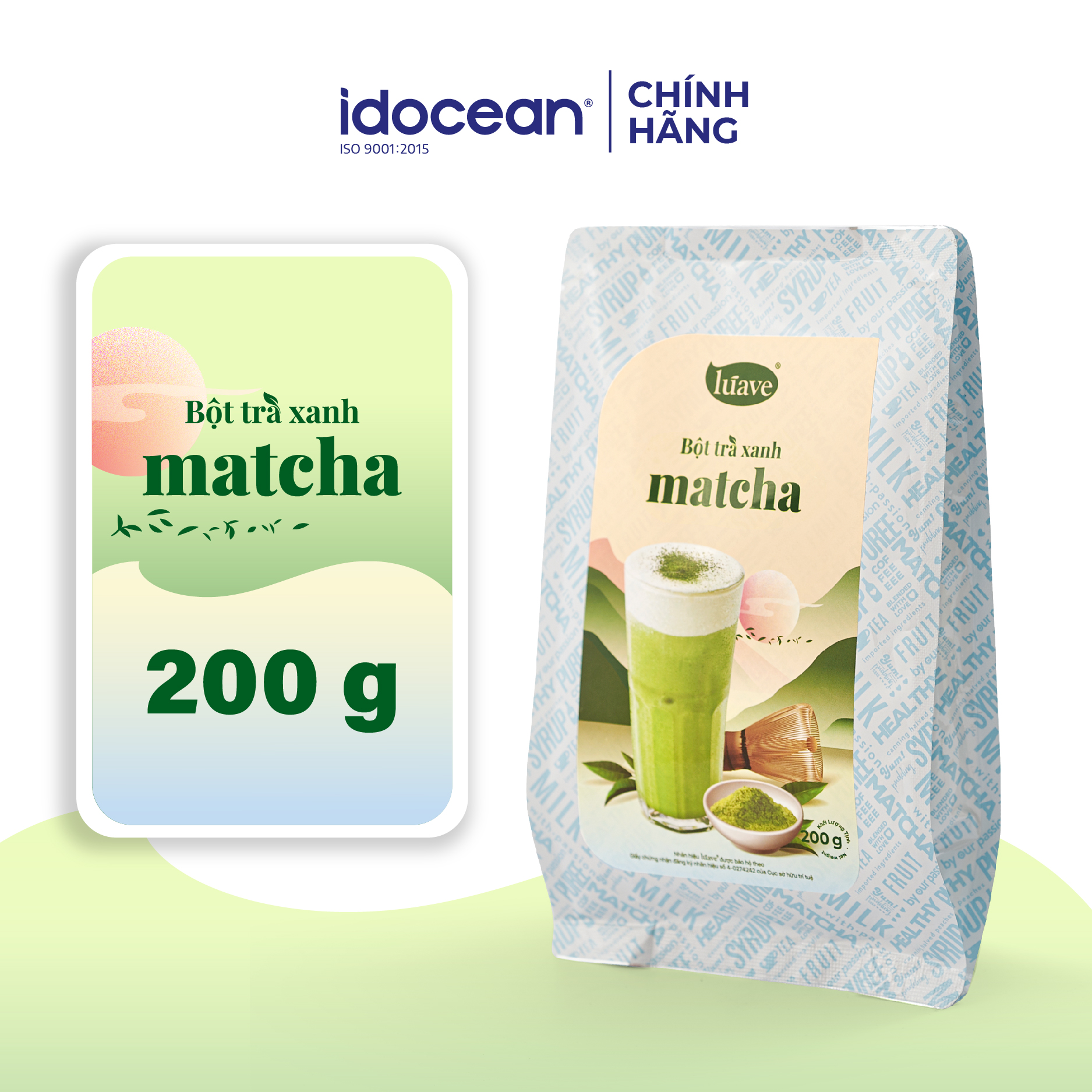 Bột Trà xanh Matcha Lúave 200g / túi - Matcha Nhật Bản, màu xanh tự nhiên, dễ hòa tan, pha chế, làm bánh, làm kem