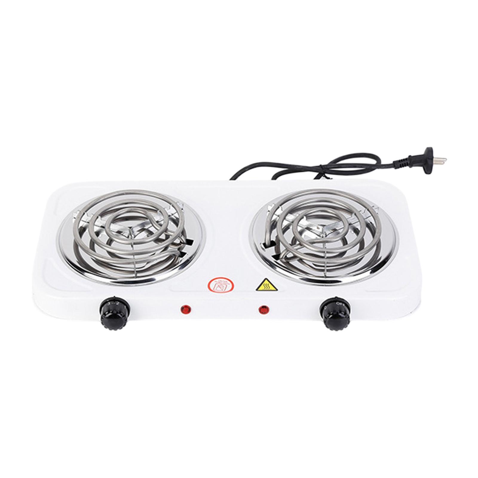 Electric Double Coil Burner Home Outdoor with Power Indicator Lights Compact