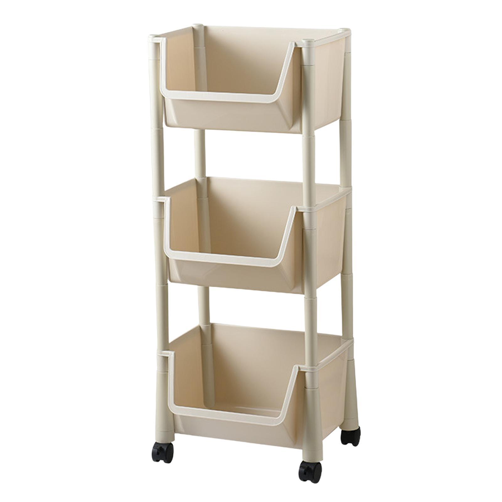 Kitchen Storage Shelf Basket with Lockable Wheels for Bedroom Bathroom