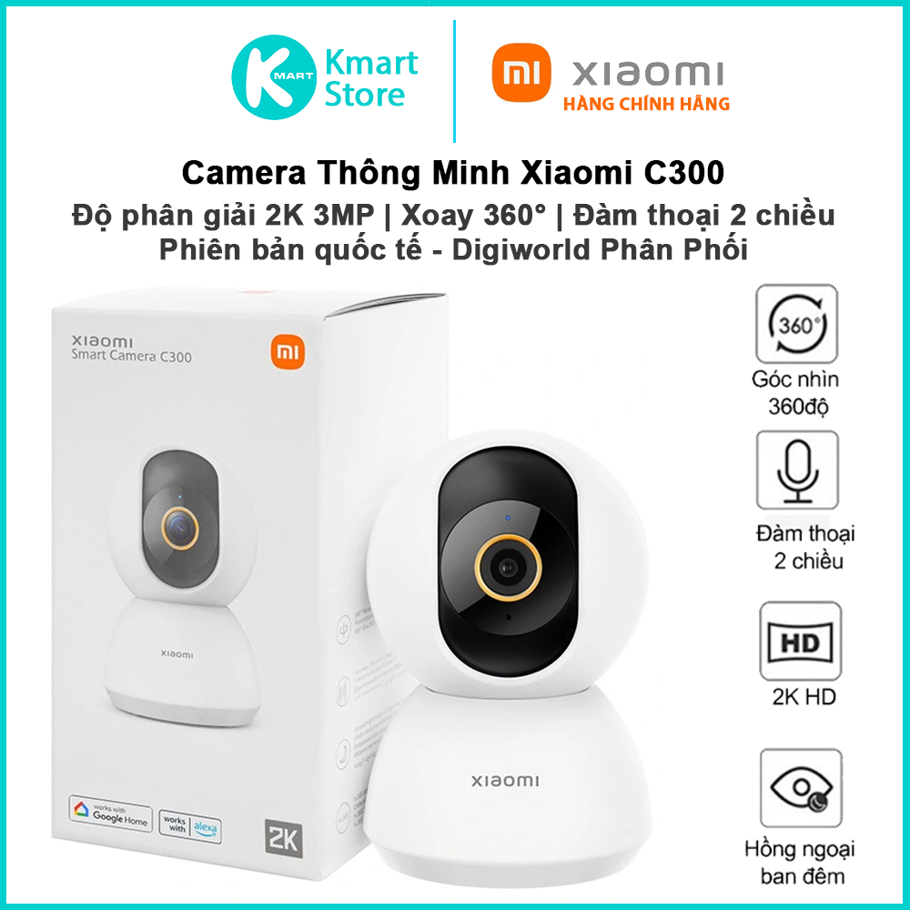 Camera IP Xiaomi Smart Camera C300 360 độ - 2K Hàng Chính Hãng
