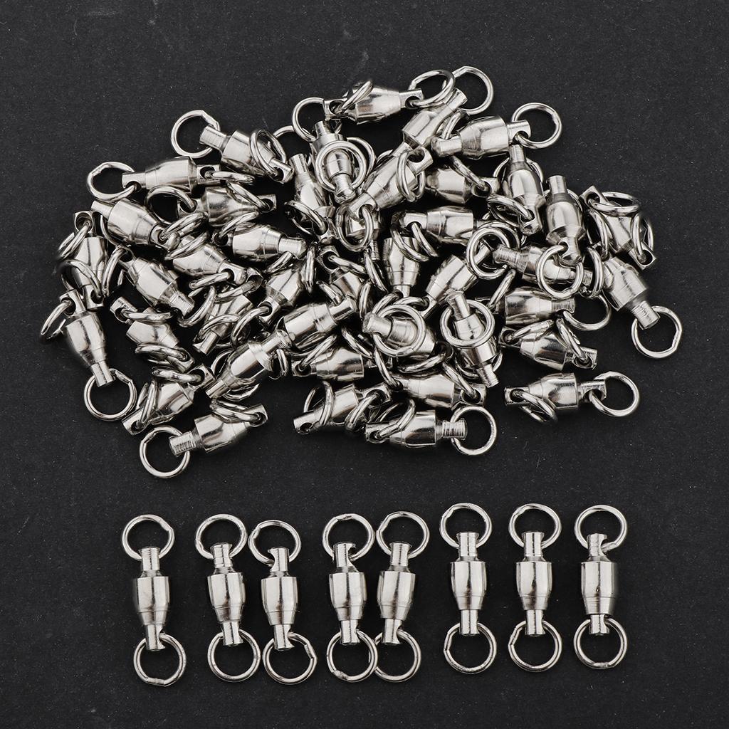 50Pcs/Set Solid  Swivels Fishing Connector Rolling Bucket Swivels Fishing