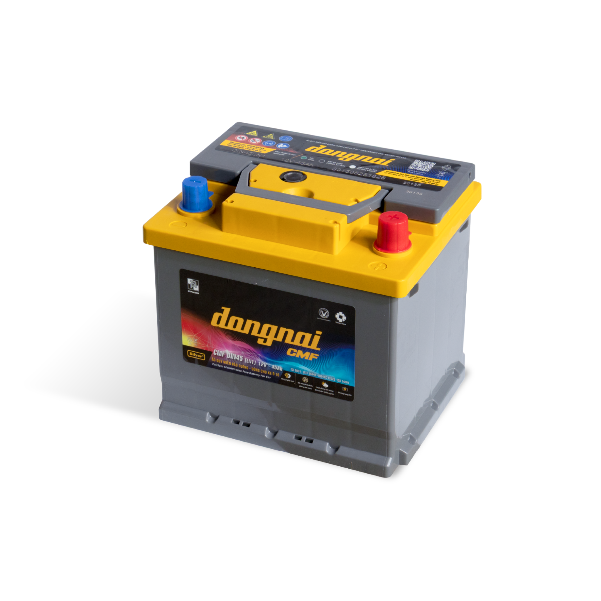 Ắc quy Dongnai CMF DIN45 [LN1] - 12V - 45Ah miễn bảo dưỡng- dùng cho oto