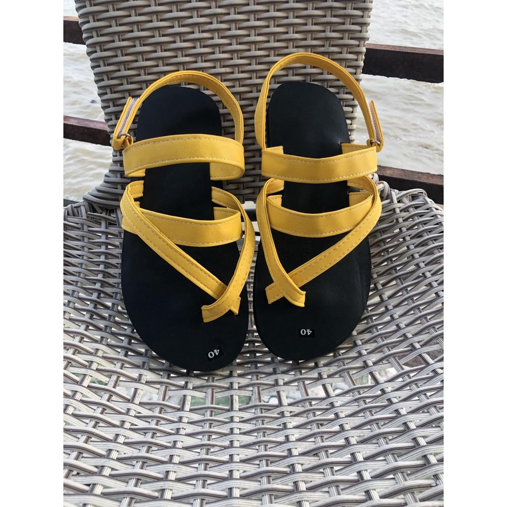 sandal đồng nai dép quai hậu nam nữ ( đế đen quai vàng ) size từ 34 nữ đến 42 nam