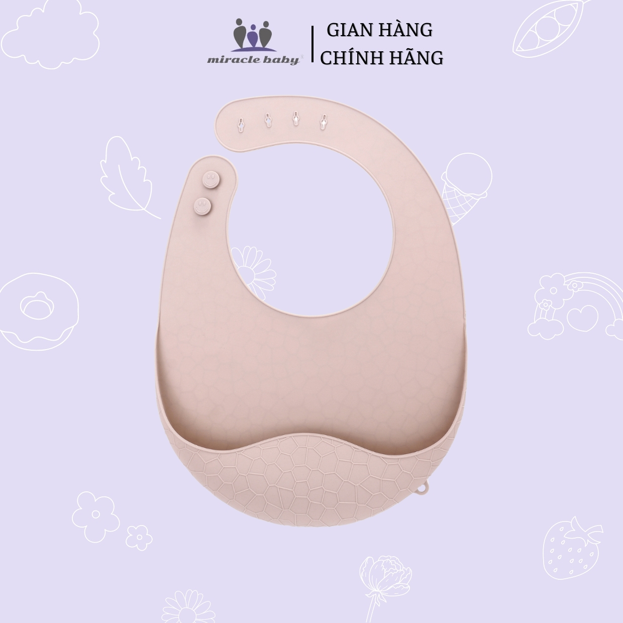 Yếm Ăn MiracleBaby 100% Silicon siêu mềm chống thấm nước chống bám bẩn dễ lau chùi từ 6-36 tháng