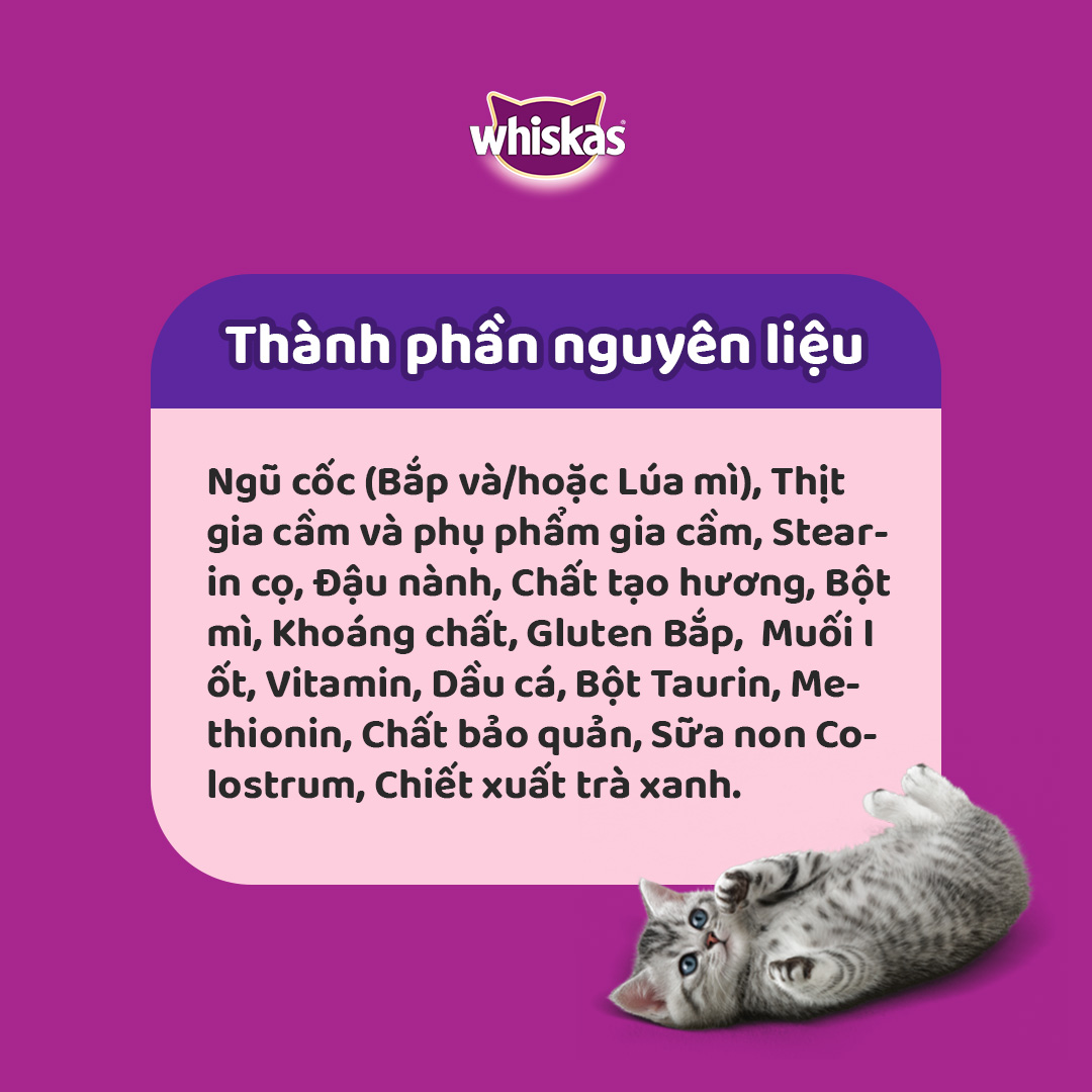 WHISKAS Thức ăn cho mèo con dạng hạt vị cá thu 1.1kg