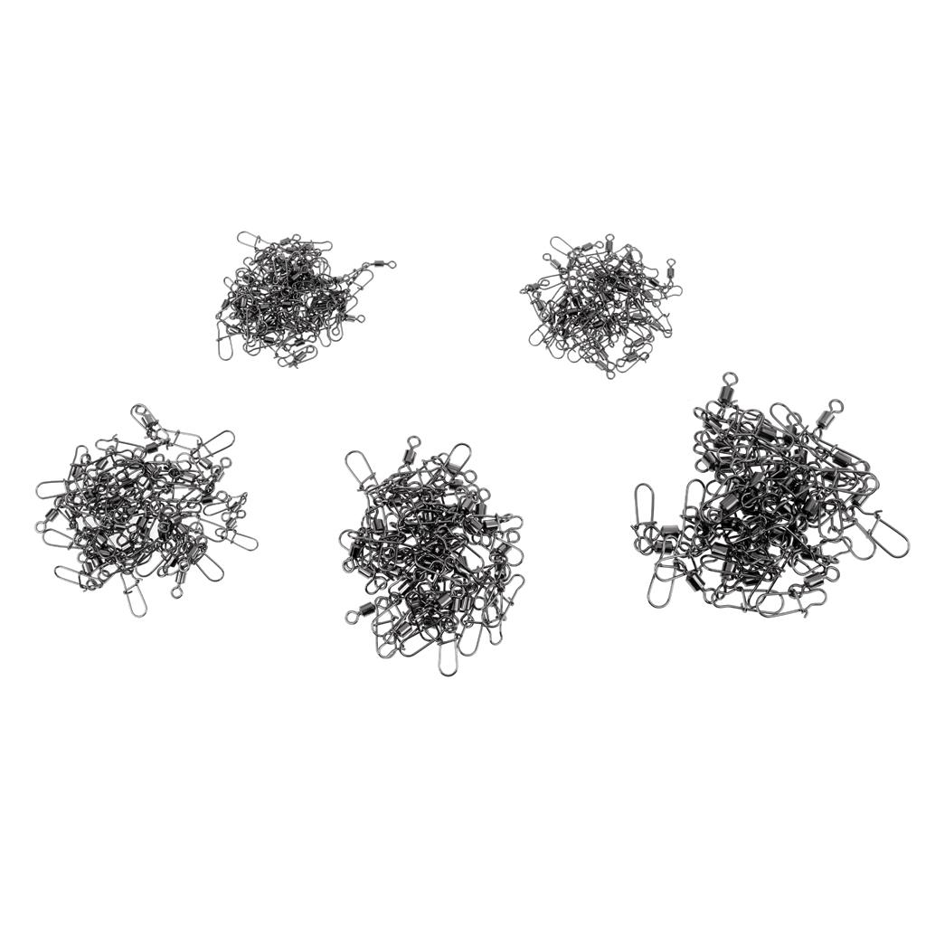 210Pcs/Box Fishing Swivels with Snaps Rolling Swivel Connector Hooked Snaps