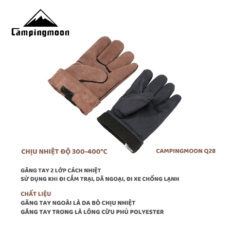 Găng tay da bò chịu nhiệt dã ngoại Campingmoon Q28