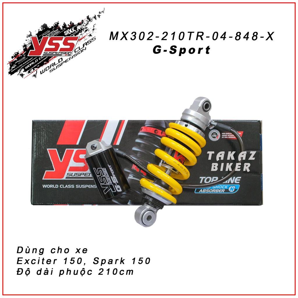 Phuộc YSS Exciter 150, Spark 150 G-Sport MX302-210TR-04-848-X Bình Dầu Đen or Bạc