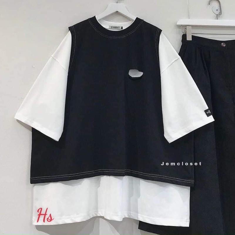 Sét áo thun kèm gile đen HS45