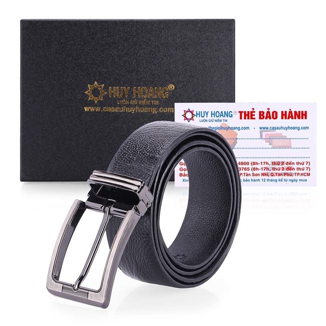 HC4413-14-15-16 - Thắt lưng nam da đà điểu Huy Hoàng trơn đầu kim 3,5P màu đen, nâu đất, nâu đỏ, vàng bò