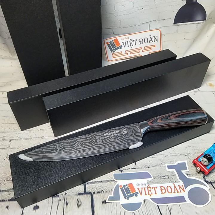 Dao Seki VÂN HOA HỘP CAO CẤP. Dụng cụ nhà bếp chuyên Thái thịt, Sashimi, Phi lê mỏng sắc bén ĐẲNG CẤP
