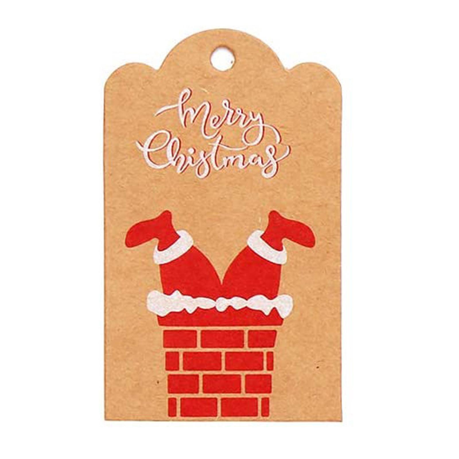 8Pcs Christmas Kraft Paper Tags String   for Holiday Party