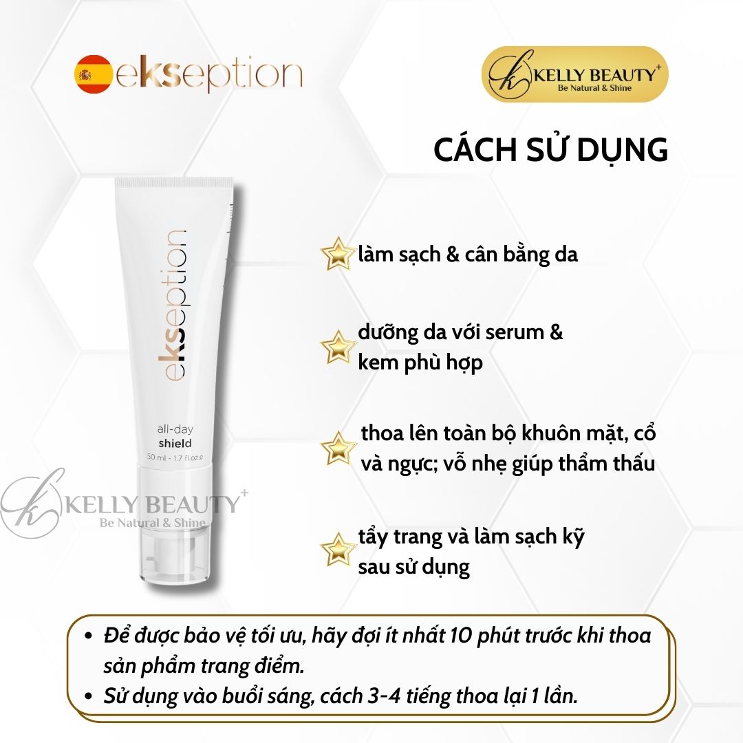 Ekseption All Day Shield SPF 50+ - Kem Chống Nắng Phổ Rộng, Bảo Vệ Da Với Đa Màng Lọc - Kelly Beauty