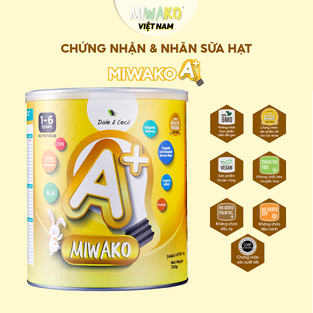 Sữa Miwako A+ Hộp 400g Vị Vani Nhập Khẩu Malaysia, Sữa Hạt Hữu Cơ Organic Cho Bé Từ 1-6 Tuổi Giúp Cải Thiện Ngôn Ngữ Phát Triển Trí Não & Chiều Cao Vị Ngọt Tự Nhiên Dễ Uống