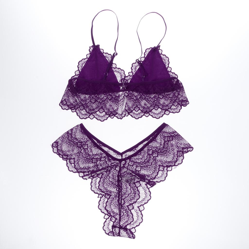 Women Sexy Lace Bra Panty Thong Lingerie Set Sleepwear