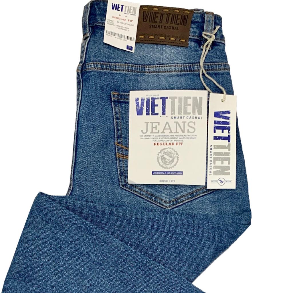 Viettien - Quần Jeans nam cao cấp dài Regular fit Màu Xanh 6S7031 - Xanh