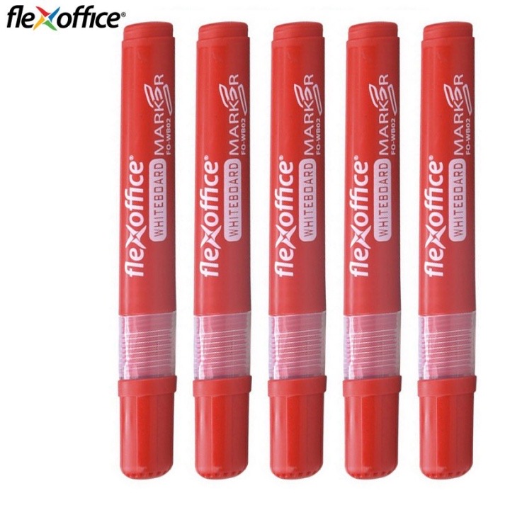 Combo 2 cây Bút lông bảng FlexOffice FO-WB02 - Mực đỏ