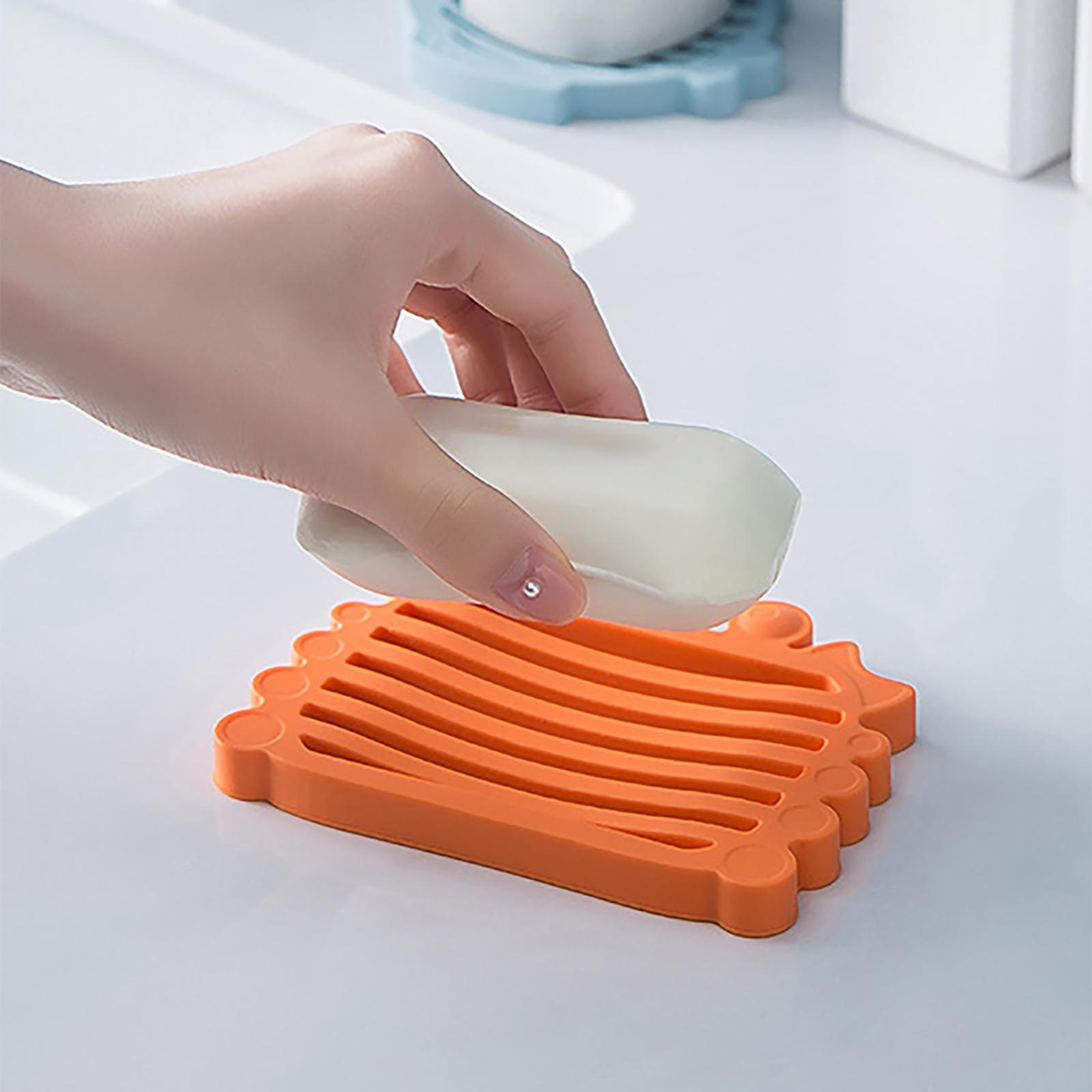 Self Draining Soap Dishes Scrubber Cloth Drain Trays for Bathtub Household