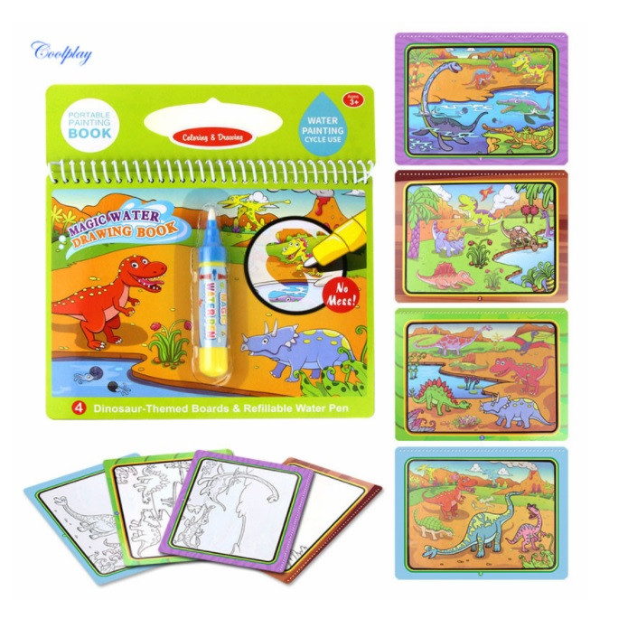 Sổ Lò Xo Magic Water Drawing Book Cho Trẻ - Mẫu Dinosaur